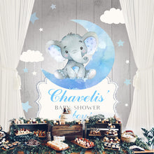 Load image into Gallery viewer, Elephant Boy Table Backdrop Moon&amp; Clouds&amp;Stars Kids Birthday-ubackdrop