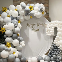 Load image into Gallery viewer, White Backdrop Circle White Birthday Banner Baby Shower Decoration-ubackdrop