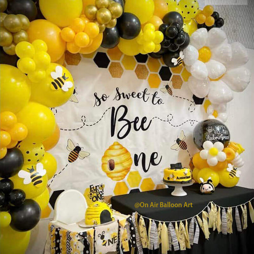 Bee 1st Birthday Backdrop So Sweet to Bee One-ubackdrop
