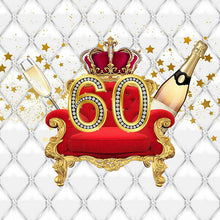 Load image into Gallery viewer, 60th Birthday Backdrop with Crown Champagne-ubackdrop