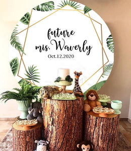 Greenery Round Backdrop Wedding Engagement Party-ubackdrop