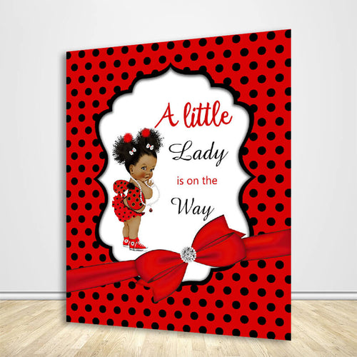 African American Ladybug Baby Shower Backdrop-ubackdrop