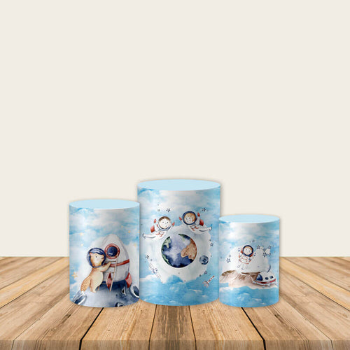 Astronaut Theme Plinth Cover Printed Fabric Pedestal Cover-ubackdrop