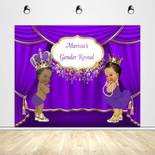 Load image into Gallery viewer, Prince or Princess Purple Theme Gender Reveal Backdrop - Designed, Printed &amp; Shipped-ubackdrop