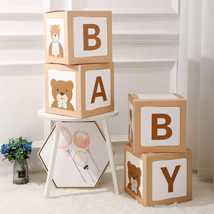 Baby Shower Boxes Party Decorations – 4pcs Balloons Boxes Décor with Letters-ubackdrop