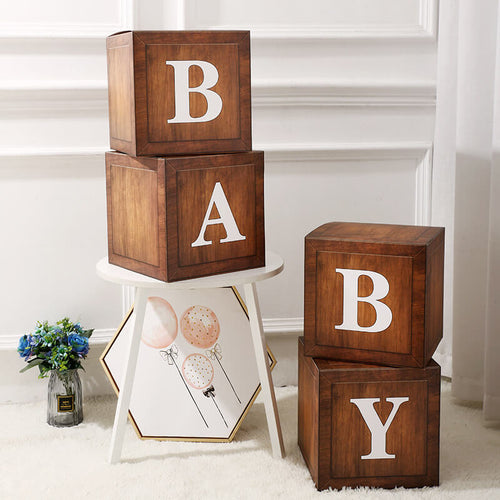Baby Shower Boxes Party Decorations – 4pcs Balloons Boxes Décor with Letters-ubackdrop