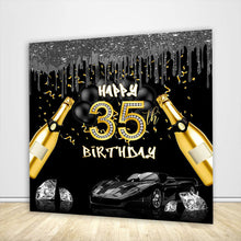 Load image into Gallery viewer, Birthday Black and Gold Backdrop-ubackdrop