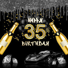 Load image into Gallery viewer, Birthday Black and Gold Backdrop-ubackdrop