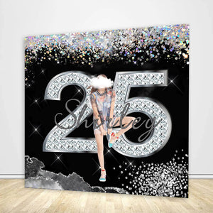 Black Diamonds Birthday Backdrop-ubackdrop