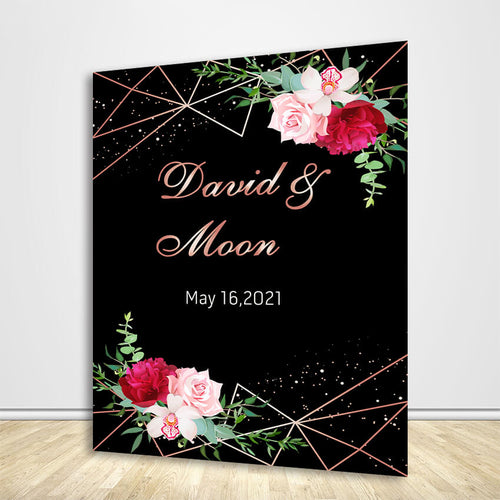 Black Floral Backdrop for Wedding Party Decoration - Designed, Printed & Shipped-ubackdrop
