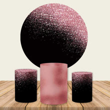 Load image into Gallery viewer, Black Rose Gold Glitter Round Backdrop Cover-ubackdrop