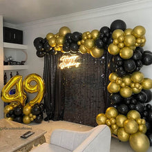 Load image into Gallery viewer, Black Shimmer Wall Panels – Easy Setup Wedding/Event/Theme Party Decorations