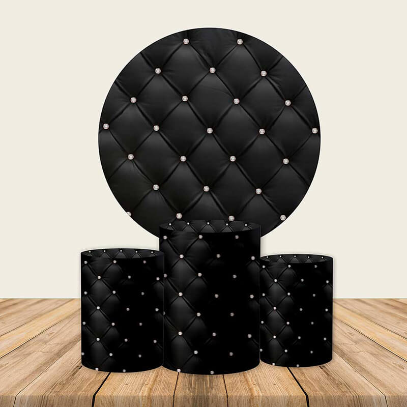 Black Stereo Birthday Round Backdrop | FREE SHIPPING – ubackdrops