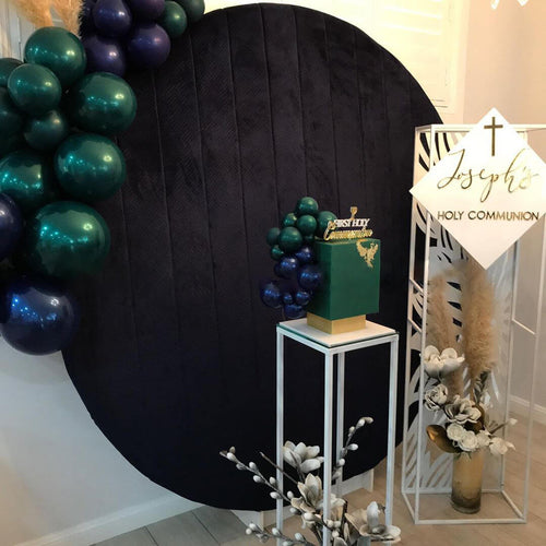 Black Velvet Round Backdrop Cover with Stand | Birthday&Baby Shower&Wedding Decorations-ubackdrop