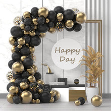 Load image into Gallery viewer, Black and Gold Birthday Balloon Garland Arch Kit-ubackdrop