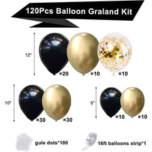 Load image into Gallery viewer, Black and Gold Birthday Balloon Garland Arch Kit-ubackdrop