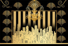 Load image into Gallery viewer, Black and Gold Birthday Party Backdrop-ubackdrop