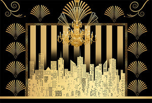 Black and Gold Birthday Party Backdrop-ubackdrop