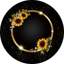 Load image into Gallery viewer, Black and Gold Birthday Party Round Backdrop-ubackdrop