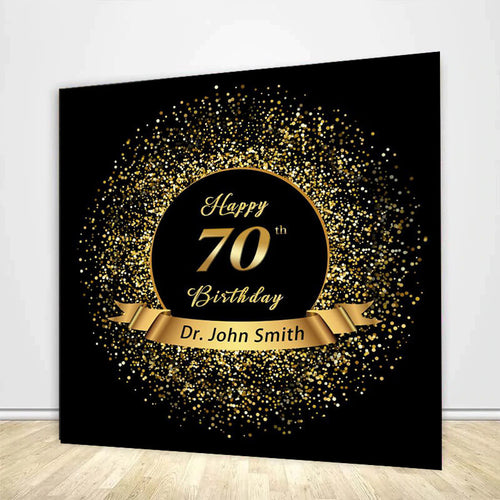 Black and Gold Glitter Birthday Backdrop-ubackdrop