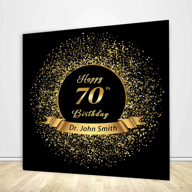 Black and Gold Glitter Birthday Backdrop-ubackdrop