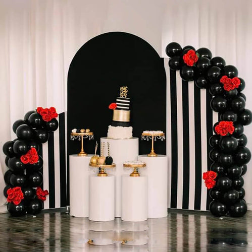 Black and White Stripes Chiara Backdrop Arched Wall Covers ONLY-ubackdrop