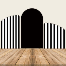 Load image into Gallery viewer, Black and White Stripes Chiara Backdrop Arched Wall Covers ONLY-ubackdrop
