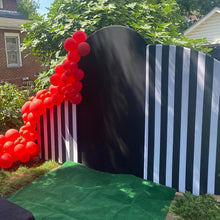 Load image into Gallery viewer, Black and White Stripes Chiara Backdrop Arched Wall Covers ONLY-ubackdrop