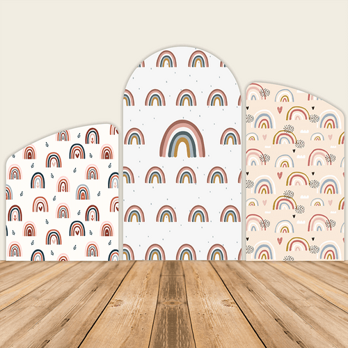 Boho Rainbow Birthday Party Decoration Chiara Backdrop Arched Wall Covers ONLY-ubackdrop