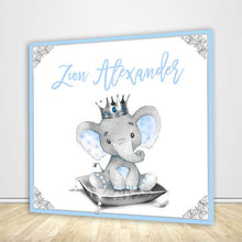 Load image into Gallery viewer, Boy Elephant Baby Shower Backdrop - Designed, Printed &amp; Shipped-ubackdrop