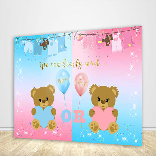 Boy or Girl Bear Gender Reveal Backdrop-ubackdrop