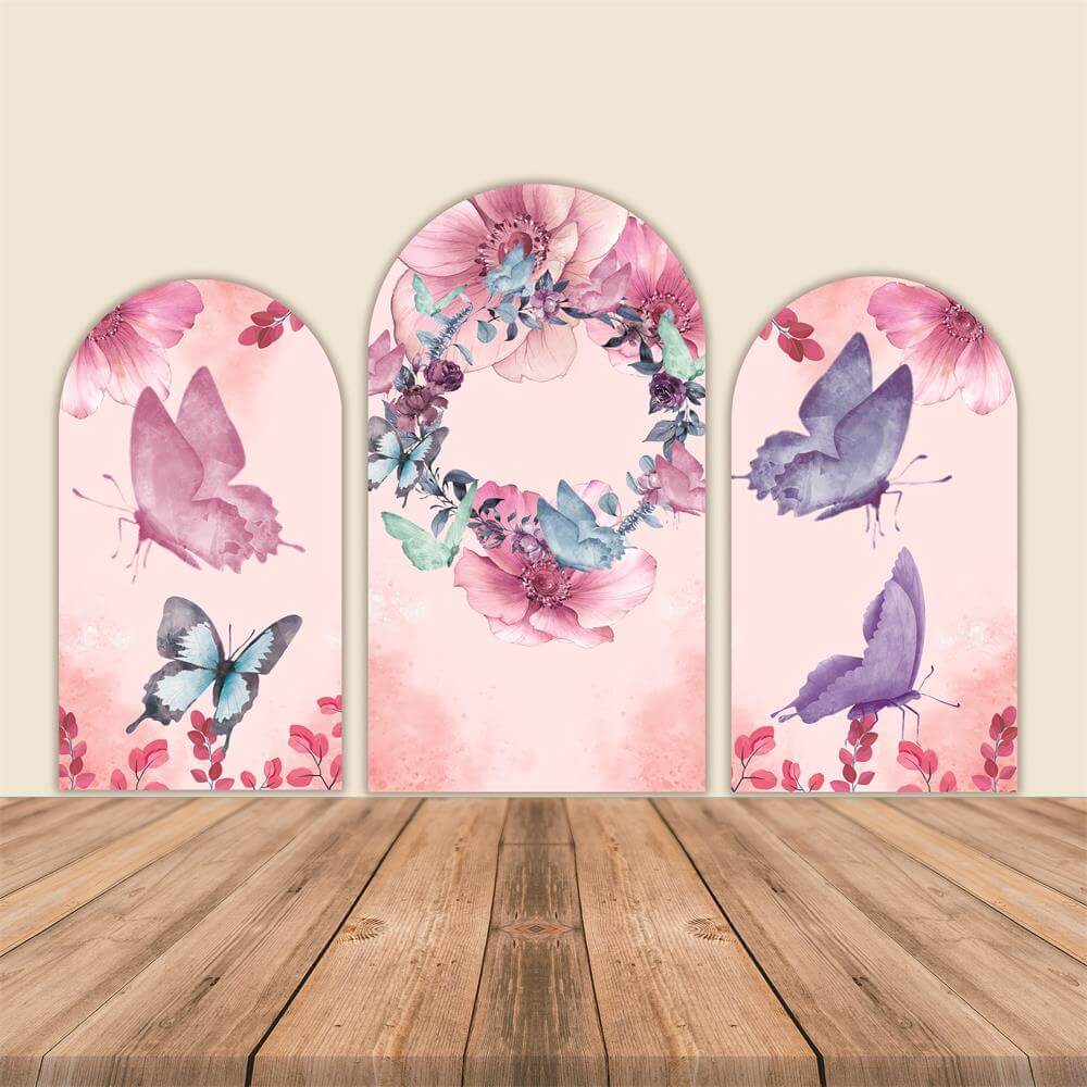 Butterfly Baby Shower Birthday Arched Wall Cover-ubackdrop