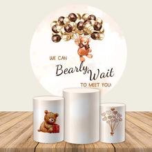 Load image into Gallery viewer, Can Bearly Wait Round Backdrop for Baby Shower Decoration-ubackdrop