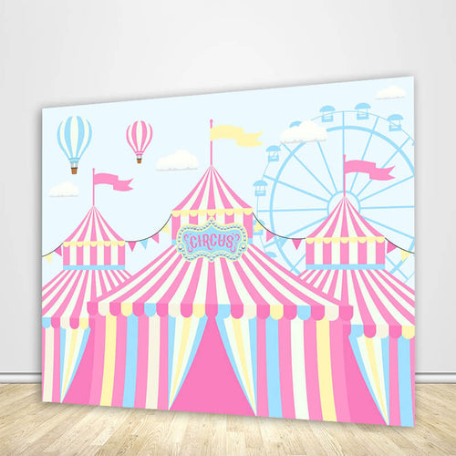 Carnival Backdrop Circus Party Photography Backdrops Custom Baby Shower Kids 1st Birthday Party Photo Backdrop Pink Fabric Photo Backdrop-ubackdrop