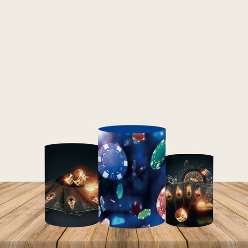 Casino Birthday Plinth Cover Printed Fabric Pedestal Cover-ubackdrop