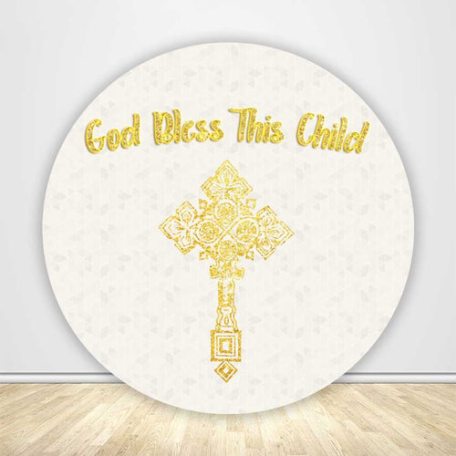 Christening Simple Round Backdrop Cover-ubackdrop