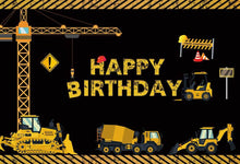 Load image into Gallery viewer, Construction Trucks Boy&#39;s Birthday Backdrop-ubackdrop