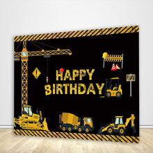 Load image into Gallery viewer, Construction Trucks Boy&#39;s Birthday Backdrop-ubackdrop