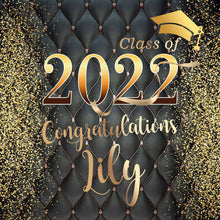 Load image into Gallery viewer, Custom Black &amp; Gold Graduation Backdrop - Designed, Printed &amp; Shipped-ubackdrop