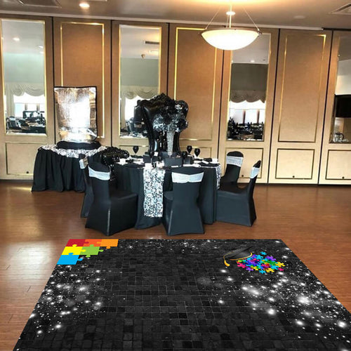 Custom Removable Black Bricks Floor Decals for Birthday Decoration-ubackdrop