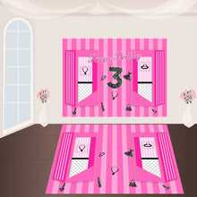 Load image into Gallery viewer, Custom Removable Pink Stripes Floor Decals for Birthday Decoration-ubackdrop