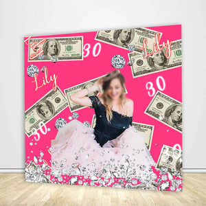 Pink Diamonds 30th Birthday Backdrop-ubackdrop