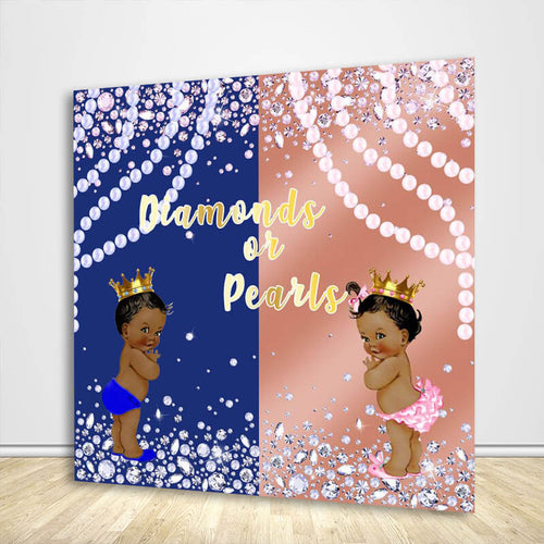 Diamonds or Pearls Gender Reveal Backdrop-ubackdrop