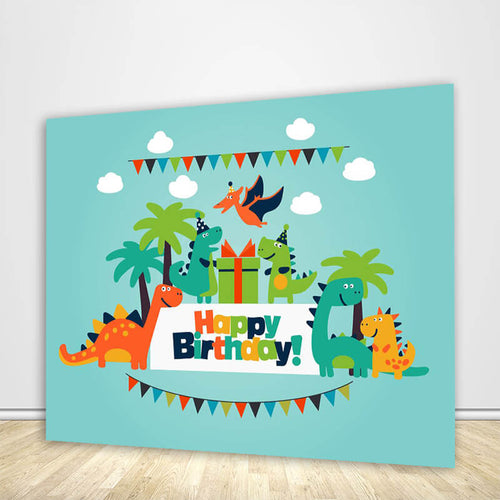 Dinosaur Party Children's Birthday Party with Green Sky Backdrop Custom Backdrop-ubackdrop