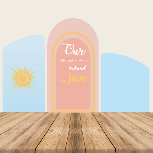 First Trip Around the Sun Arched Wall Covers for Girl 1st Birthday-ubackdrop