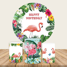 Load image into Gallery viewer, Flamingo Birthday Theme Round Backdrop Cover for Baby Girl-ubackdrop