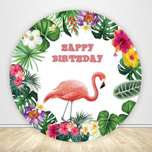 Load image into Gallery viewer, Flamingo Birthday Theme Round Backdrop Cover for Baby Girl-ubackdrop