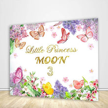 Load image into Gallery viewer, Floral Butterfly Backdrop Girl's Birthday Party Decoration - Designed, Printed &amp; Shipped-ubackdrop