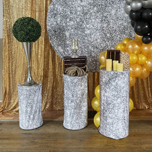 Load image into Gallery viewer, Glitter Silver Utility Pedestal Covers Plinth Cover Printed Fabric Pedestal Cover-ubackdrop