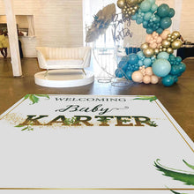 Load image into Gallery viewer, Gold Glitter Green Baby Shower Floor Decal-ubackdrop